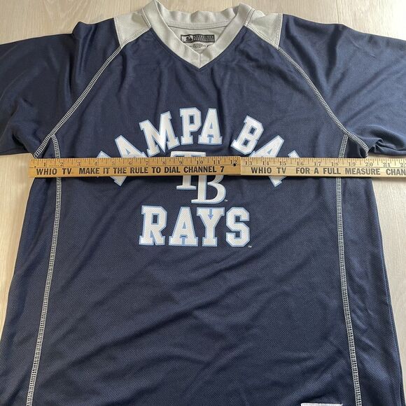 Tampa Bay Rays Shirt Men’s Medium MLB True Fan V-Neck Blue Baseball Stitching - Picture 9 of 16